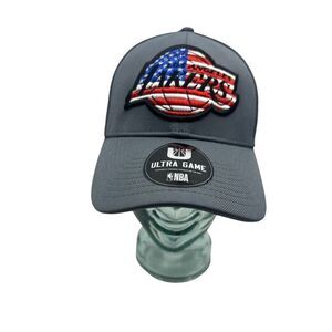 NBA‎ Los Angeles Lakers Hat OSFA Gray Red White Blue Flag Logo USA Ultra Game
